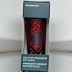 Starbucks 2022 Holiday Burgundy Jeweled Keychain Mini Tumbler Ornament